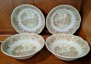 J&G Meakin Romantic England Buckinghamshire Chequers Coupe Cereal Bowls Lot Of 4